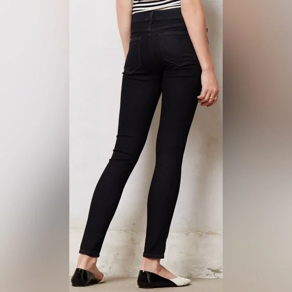 ❗️CLEAROUT❗️ EUC! PAIGE EDGEMONT black zipper stretch ANKLE SKINNY JEANS Size 24 - Picture 2 of 7